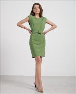LINEN DRESS WITH SHOULDER PADS
