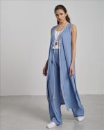 LONG GILET RIBBED