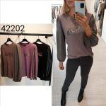 BLOUSE ECO LEATHER SLEEVE - Image 2