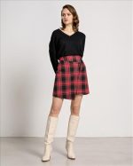 SHORT WRAP CHECK SKIRT