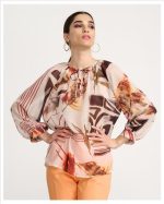 BLOUSE PRINT FABRIC WITH NECK STRING TIE