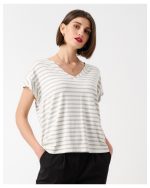 BLOUSE V NECK STRIPES