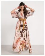 MAXI DRESS PRINT FABRIC LOOSE SLEEVE