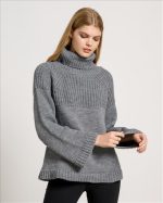 KNITTED HIGH NECK FLARE SLEEVE - Image 12