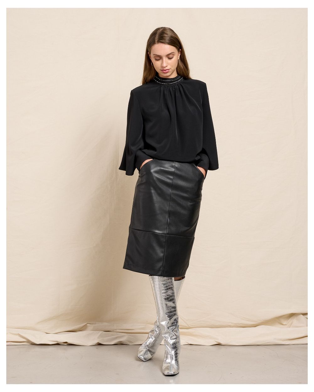 34016.jpg SKIRT ECO LEATHER PENCIL - Image 1