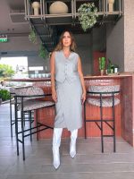 MIDI WRAP SKIRT STRIPED