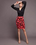 VELVET SKIRT FLORAL PRINT