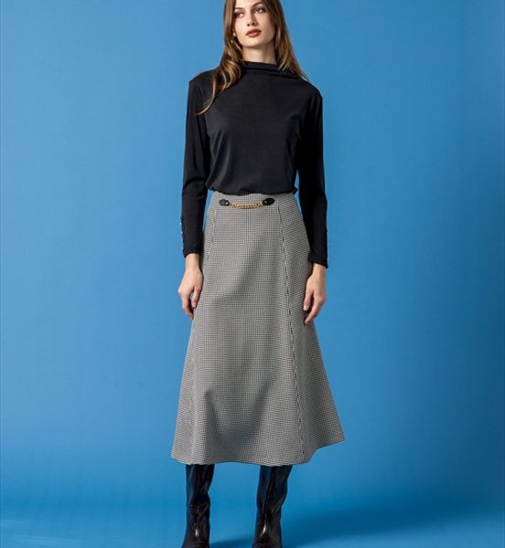 MIDI PIED DE POULE SKIRT