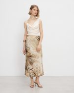 MIDI SKIRT SATIN ANIMAL PRINT