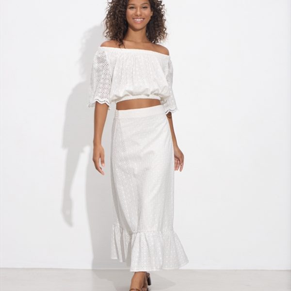 SKIRT MIDI WRAP CUTWORK