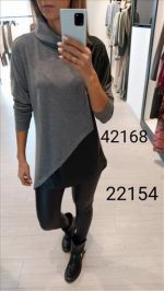 BLOUSE HIGH NECK ECO LEATHER DETAIL