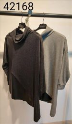 BLOUSE HIGH NECK ECO LEATHER DETAIL - Image 2
