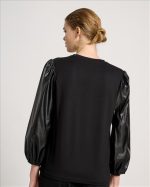 BLOUSE ECO LEATHER SLEEVE - Image 5