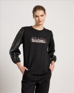BLOUSE ECO LEATHER SLEEVE - Image 6