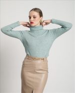BLOUSE HIGH NECK RIBBED