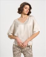 BLOUSE V NECK SATIN