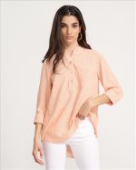 BLOUSE STRIPES HALF BUTTON CLOSE