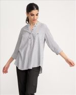 BLOUSE STRIPES HALF BUTTON CLOSE - Image 3