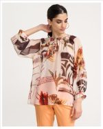 BLOUSE PRINT FABRIC WITH NECK STRING TIE - Image 2