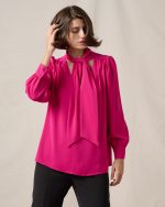 BLOUSE CREPE TIE NECK