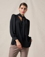 BLOUSE CREPE TIE NECK - Image 2