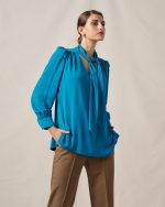 BLOUSE CREPE TIE NECK - Image 10