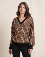 BLOUSE V NECK ANIMAL PRINT