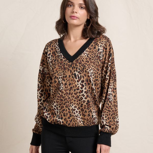 BLOUSE V NECK ANIMAL PRINT