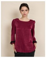 BLOUSE SATIN FEATHER DETAILS