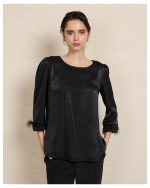 BLOUSE SATIN FEATHER DETAILS - Image 2