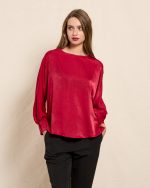 BLOUSE SATIN WITH BEJEWELLED BUTTON - Image 2