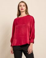 BLOUSE SATIN WITH BEJEWELLED BUTTON - Image 3