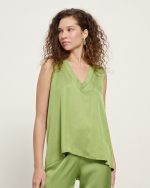 BLOUSE V NECK SATIN