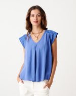 BLOUSE LINEN V NECK