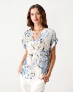 BLOUSE PRINTED V NECK