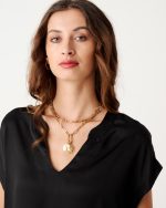 BLOUSE SATIN V NECK - Image 4