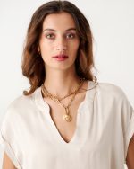 BLOUSE SATIN V NECK - Image 7