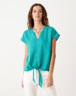 LINEN BLOUSE TIE FRONT