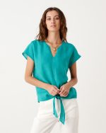 LINEN BLOUSE TIE FRONT - Image 6