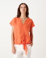 LINEN BLOUSE TIE FRONT - Image 9
