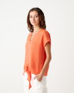LINEN BLOUSE TIE FRONT - Image 10