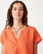 LINEN BLOUSE TIE FRONT - Image 11