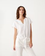 LINEN BLOUSE TIE FRONT - Image 14
