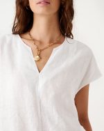 LINEN BLOUSE TIE FRONT - Image 15