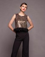 CROP TOP SEQUIN ANIMAL PRINT
