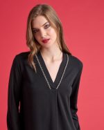 KNITTED BLOUSE V NECK