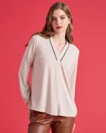 KNITTED BLOUSE V NECK - Image 2