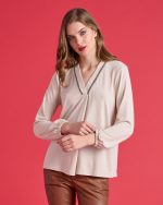 KNITTED BLOUSE V NECK - Image 3