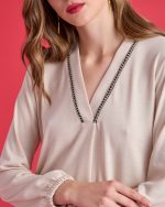KNITTED BLOUSE V NECK - Image 5