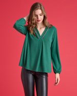 KNITTED BLOUSE V NECK - Image 11